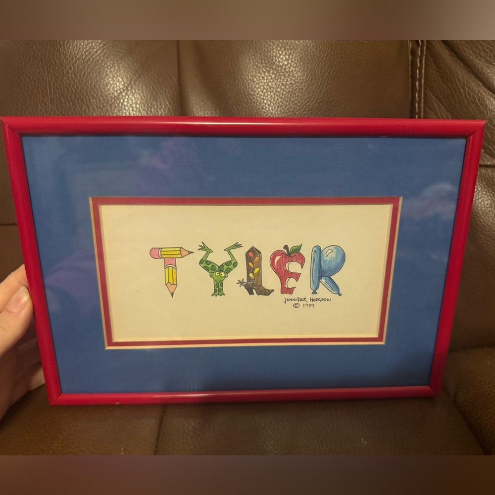 ‘Tyler' Name Art - Multicolor Illustration, professionally framed
